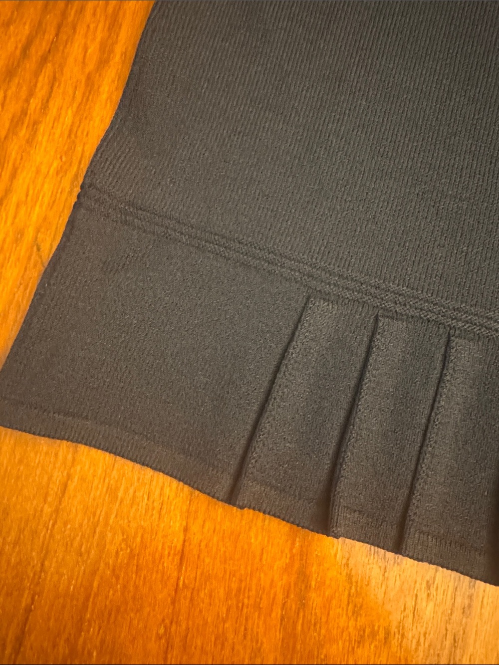 St. John Black Knit Skirt with Pleated Hem - Picture 3 of 4